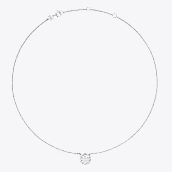 Tory Burch Silver Round Pave 16 in. Necklace - Picture 3 of 3